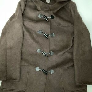 J Jill Coat Toggle Duffel Wool Angora Rabbit Hair Blend, Hooded Car Long